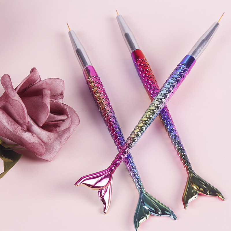 3 kom Nail Art Line Painting Liner Stripe Shape Crtanje Manikura Olovka Sirena Rainbow Fish Tail Kist Alat za točkice