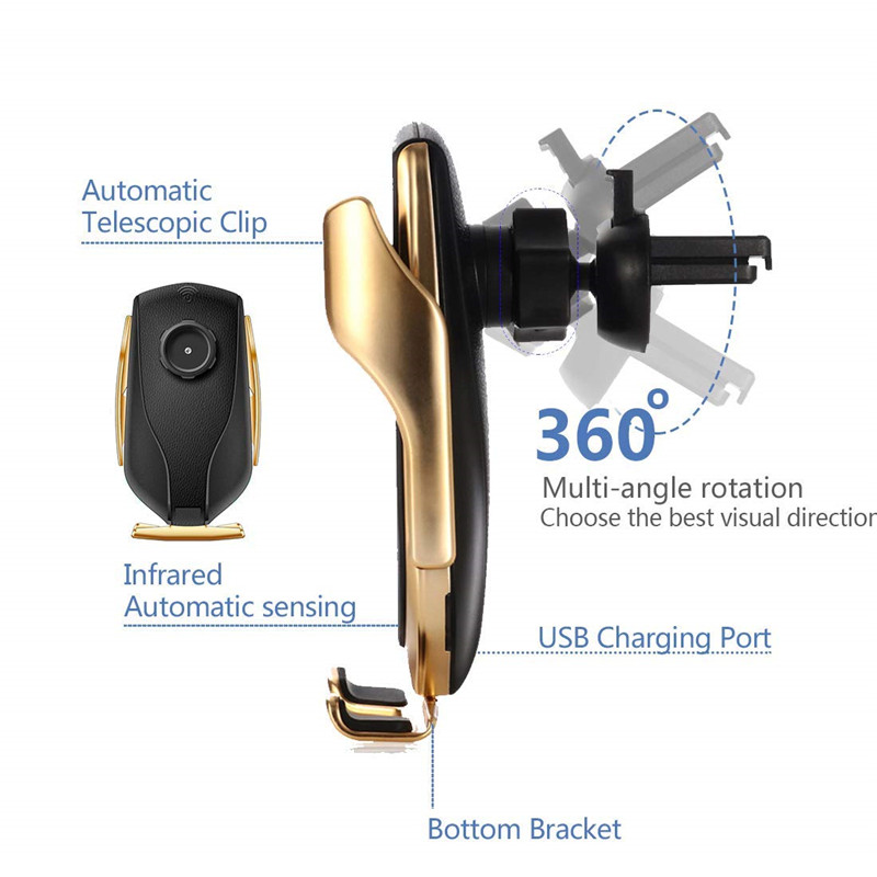 Automatická upínacia 10W bezdrôtová nabíjačka do auta, držiak telefónu do vetracieho otvoru pre iPhone 13, Huawei, Samsung, Xiaomi, nabíjací stojan na telefón