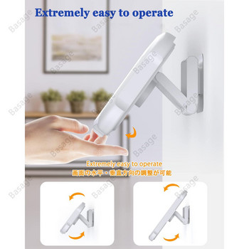Водоустойчив държач за телефон за душ с ротация на 480°, регулируем ъгъл, монтиран на стена държач за телефон за баня, кухня, до 6,8 инча