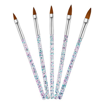 5 τμχ Crystal Nail Art Brush Carving Pen Color Painting Flower Pen Light Therapy Pen Crystal Printing Nail Art Σετ εργαλείων