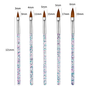 5 τμχ Crystal Nail Art Brush Carving Pen Color Painting Flower Pen Light Therapy Pen Crystal Printing Nail Art Σετ εργαλείων