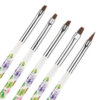 5 τμχ Crystal Nail Art Brush Carving Pen Color Painting Flower Pen Light Therapy Pen Crystal Printing Nail Art Σετ εργαλείων