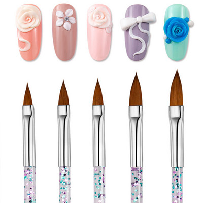 5 τμχ Crystal Nail Art Brush Carving Pen Color Painting Flower Pen Light Therapy Pen Crystal Printing Nail Art Σετ εργαλείων