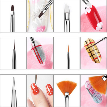 15 τμχ/Σετ Βούρτσες Nail Art Brush for Manicure Design Nails Things Nails αξεσουάρ και εργαλεία All Supplies Professionals Tool