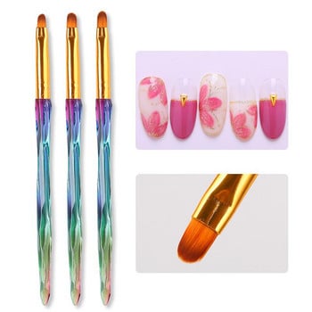 BORN PRETTY 3 ΤΕΜ. Πινέλο νυχιών Ακρυλική λαβή στυλό Nail Art Line Painting Flower Drawing Brush For UV Gel Polish Nail Art Tool