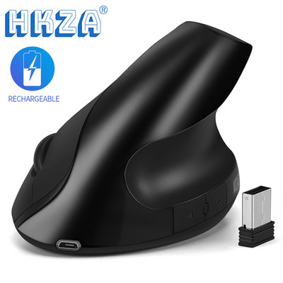 HKZA függőleges ergonómikus játékegér vezeték nélküli újratölthető gamer Mause készlet optikai 2.4G egér Számítógép laptop asztali USB egerek