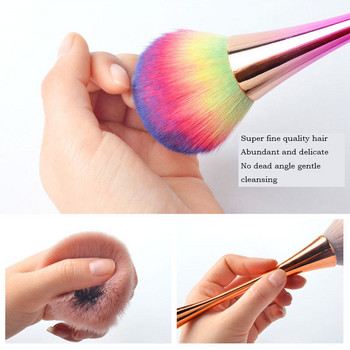 Νέα λαβή αλουμινίου Nail Soft Dust Cleaning Brush Cleaning Acrylic UV Gel Powder Removal Manicure