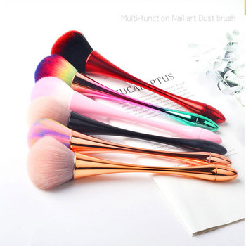 Νέα λαβή αλουμινίου Nail Soft Dust Cleaning Brush Cleaning Acrylic UV Gel Powder Removal Manicure