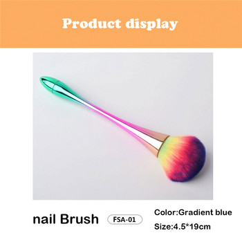 Νέα λαβή αλουμινίου Nail Soft Dust Cleaning Brush Cleaning Acrylic UV Gel Powder Removal Manicure