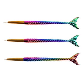 3 τμχ/Παρτίδα Mermaid Gradual Color Nail Liner Pencil 7/9/11mm 3 Size Stripe Line Pencil for Polishing Manicure DIY Dotting Painting C28