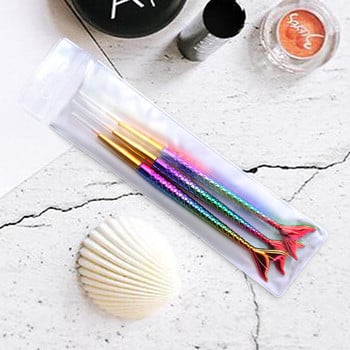 3 τμχ/Παρτίδα Mermaid Gradual Color Nail Liner Pencil 7/9/11mm 3 Size Stripe Line Pencil for Polishing Manicure DIY Dotting Painting C28