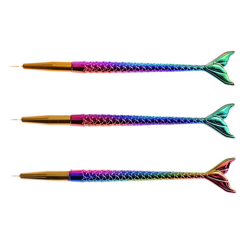 3db/Lot Mermaid Gradual Color Körömbélelő toll 7/9/11mm 3 Méret Stripe Line Ceruza Polírozáshoz Manikűr DIY Dotting Painting C28