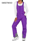 Salopeta de dama de culoare solida buzunare bretele dintr-o singura bucata fermoar salopeta impermeabila si calduroasa costum de zapada