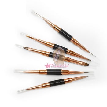 Ακρυλική γαλλική λωρίδα Nail Art Liner Brush Dual ended 3D Tips Βούρτσες τζελ μανικιούρ Εξαιρετικά λεπτή γραμμή σχεδίασης ζωγραφικής Εργαλεία στυλό