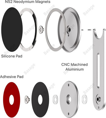 Непрекъснатост Flip iPhone стойка за лаптоп, тънък магнитен държач за телефон, въртящ се на 180° за лаптопи и монитори, регулируемо магнитно рамо