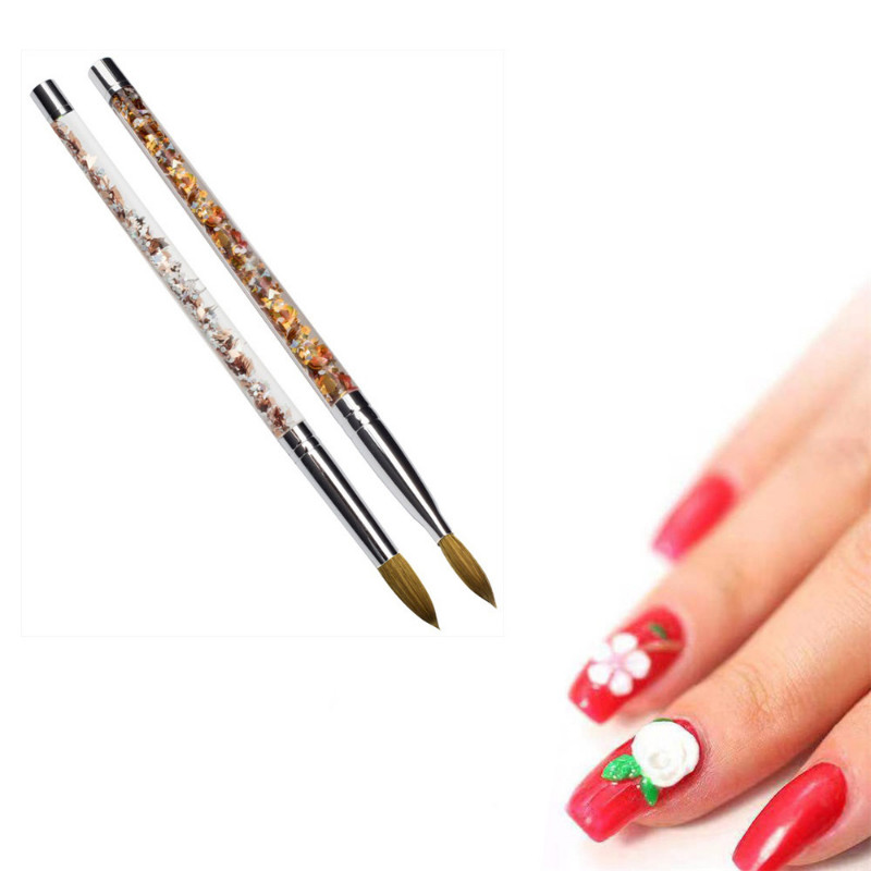 1 db Crystal Arylic Nail Art ecset zselé nélküli faragó toll ecset folyékony púder barkácsolás körömrajzoló folyékony csillogó nyél