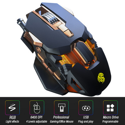 Εργονομικό ποντίκι gaming Computer-Mice Gamer Ενσύρματο φορητό υπολογιστή USB-καλώδιο οπτικό ρυθμιζόμενο DPI Mouse Professional Mice Gamer 6400DPI