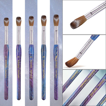 100% Pure Kolinsky Acrylic Brush UV Gel Carving Pen Brush Liquid Powder DIY Nail Drawing Crimped Wood Nail Art Brush 10-18