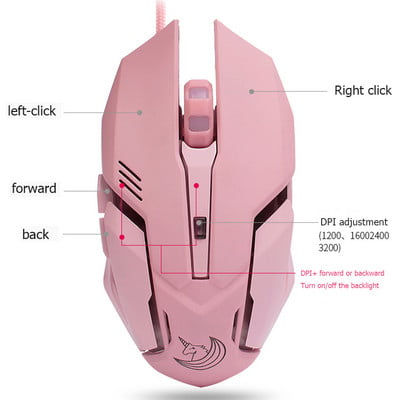 Légző LED USB vezetékes optikai egér 2400 dpi PC laptop asztali számítógép 6 gombos játék egerek OW DVA overwatch Dropshippinghez