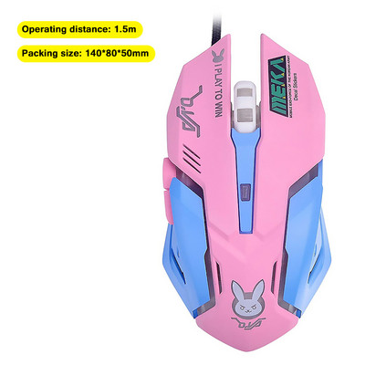Légző LED USB vezetékes optikai egér 2400 dpi PC laptop asztali számítógép 6 gombos játék egerek OW DVA overwatch Dropshippinghez