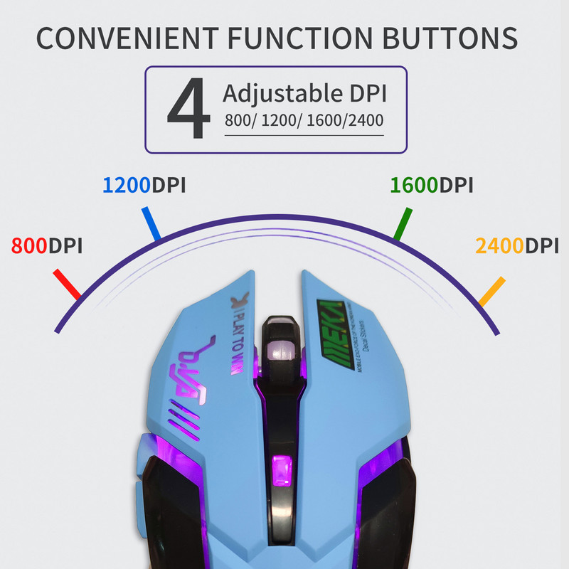 Légző LED USB vezetékes optikai egér 2400 dpi PC laptop asztali számítógép 6 gombos játék egerek OW DVA overwatch Dropshippinghez