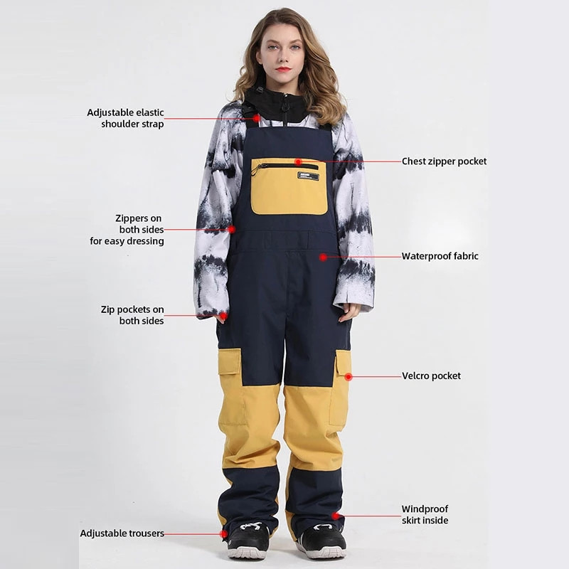 Costume de schi pentru femei Salopete pentru bărbați Pantaloni de snowboard în aer liber Pantaloni de zăpadă cu cusături largi Set de schi Impermeabil Îmbrăcăminte de iarnă Respirabil