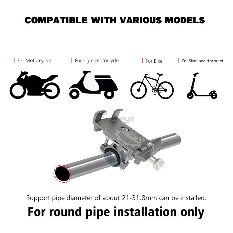 Bicikl Bicikl Držač mobitela Aluminijska legura MTB stalak za motocikl protiv klizanja Podesivi GPS Moto Mirro Stezaljka za upravljač