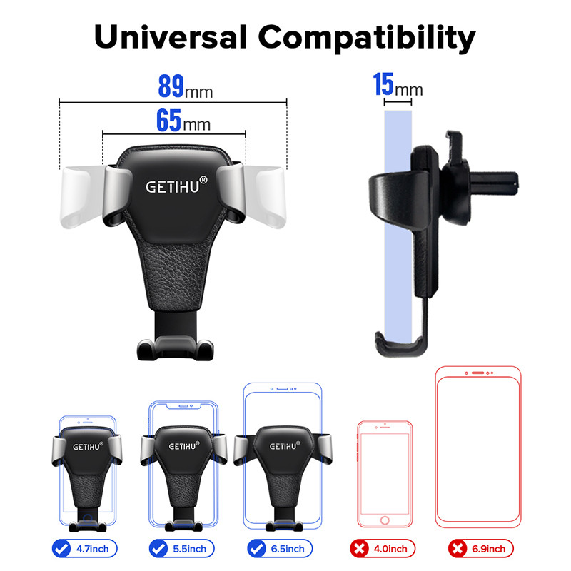 Držiak do auta GETIHU Gravity, vetrací otvor, GPS, stojan, podpora pre iPhone 12 11 Pro XR XS 7 8 Max Huawei Xiaomi Mi Redmi Samsung LG
