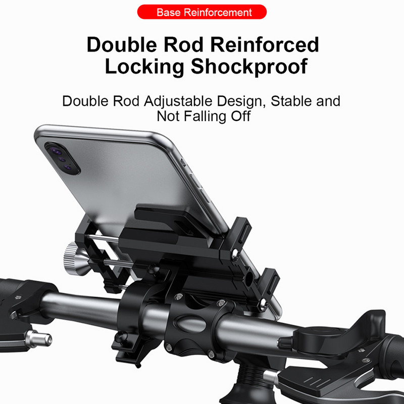 Onelesy reguleeritav jalgrattatelefoni hoidik, pöörlev jalgratta mobiiltelefoni hoidik, mootorratta telefoni tugialus iPhone 12 GPS-kinnituse jaoks