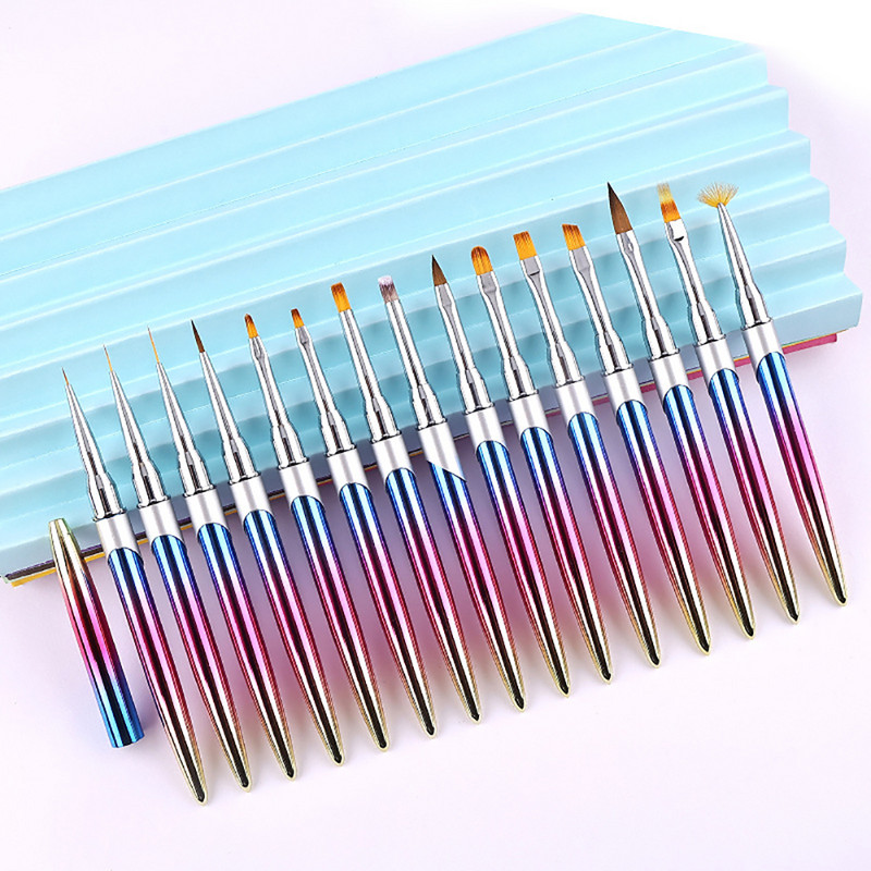 Körömkefe manikűrhöz akril UV gél hosszabbító toll körömlakk festés rajz ecset bélés Pinceau Nail Art
