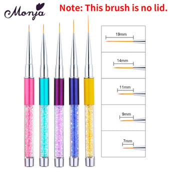 Monja New Nail Art Acrylic Rhinestone Handle Builder Painting Painting Brush French Stripes Lines Liner Pattern Drawing στυλό Εργαλείο μανικιούρ