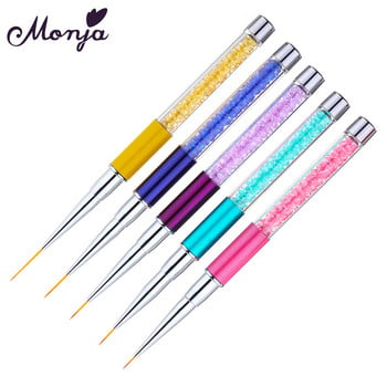 Monja New Nail Art Acrylic Rhinestone Handle Builder Painting Painting Brush French Stripes Lines Liner Pattern Drawing στυλό Εργαλείο μανικιούρ