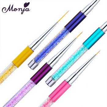 Monja New Nail Art Acrylic Rhinestone Handle Builder Painting Painting Brush French Stripes Lines Liner Pattern Drawing στυλό Εργαλείο μανικιούρ