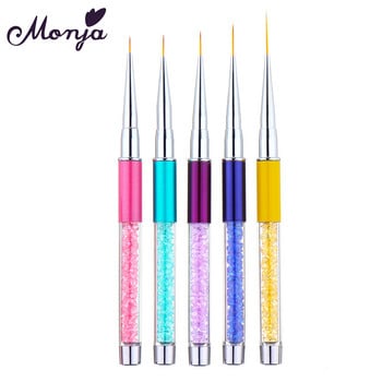 Monja New Nail Art Acrylic Rhinestone Handle Builder Painting Painting Brush French Stripes Lines Liner Pattern Drawing στυλό Εργαλείο μανικιούρ