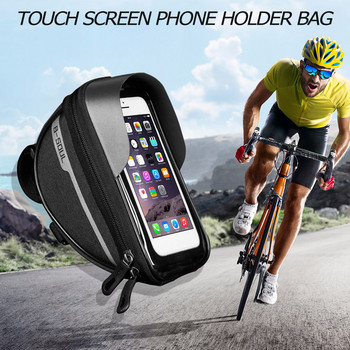 Чанта за предна тръба на рамката на велосипеда Преносима водоустойчива практична стойка за телефон със сензорен екран MTB велосипедна чанта за мобилен мобилен телефон