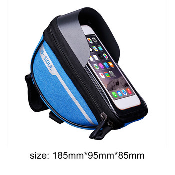 Чанта за предна тръба на рамката на велосипеда Преносима водоустойчива практична стойка за телефон със сензорен екран MTB велосипедна чанта за мобилен мобилен телефон