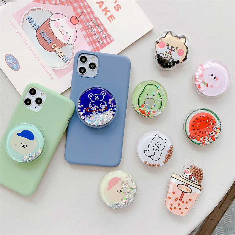 Luksuzna torba za živi pijesak iz crtića Proširivi rukohvat Tok držač telefona Prsten za prste Potpora sklopiva Griptok utičnica za iPhone