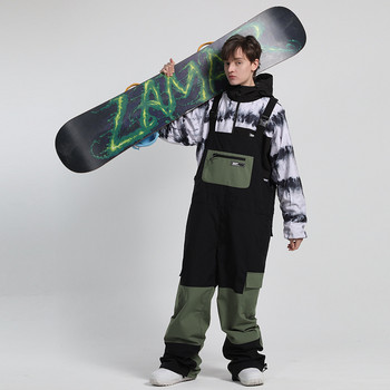 Облекло за сноуборд 2021 Ски панталони с каишки Мъжки еднобордови двойни водоустойчиви съвпадащи цветове костюми Едно парче Светещ прилив Марка сняг