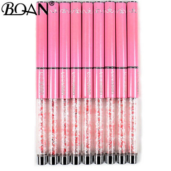 BQAN Pink Nail Art Metal Acrylic Liquid Powder Carving UV Gel Extension Builder French Flower Painting Drawing Liner Brush