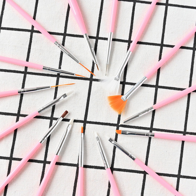 15db/Kit Nail Art akril ecset készlet festőtoll művészeti szalon ecset akril körömkefe körömlakk ecsetek készlet manikűr eszközhöz #
