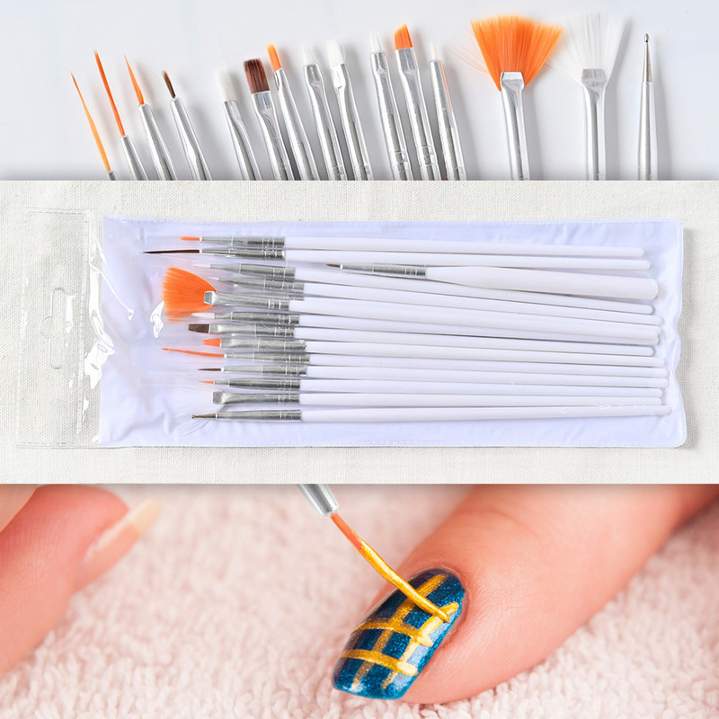 15db/Kit Nail Art akril ecset készlet festőtoll művészeti szalon ecset akril körömkefe körömlakk ecsetek készlet manikűr eszközhöz #
