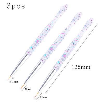 3db Nail Draw Line Pen UV Körömlakk ecset Festőeszközök