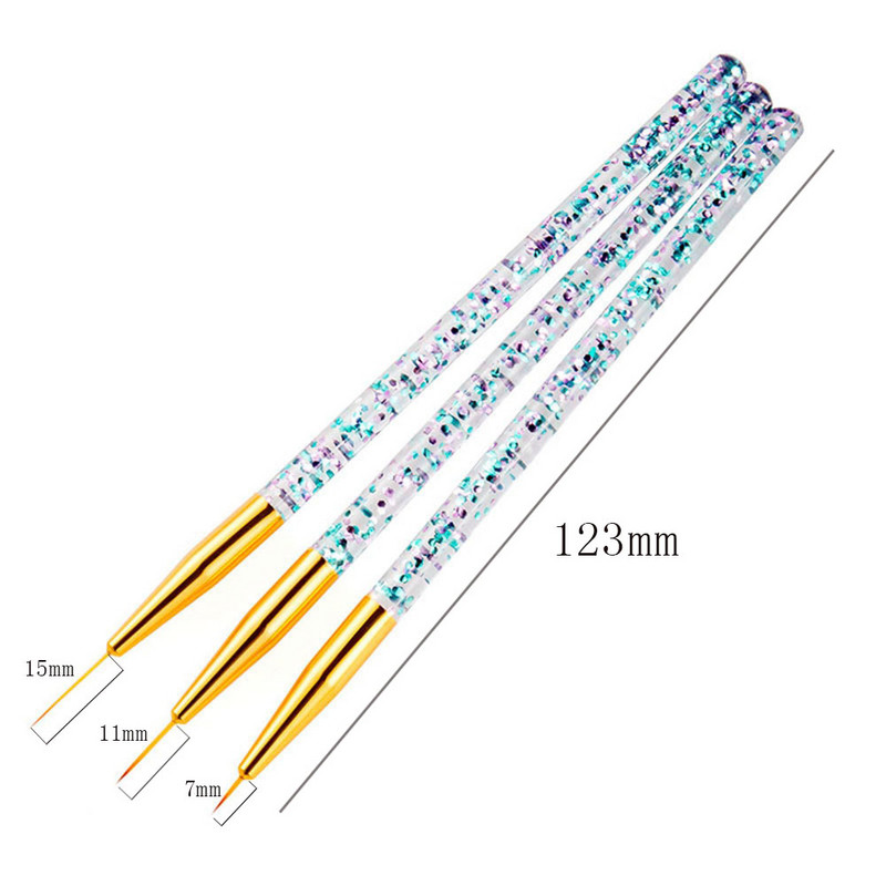 3db Nail Draw Line Pen UV Körömlakk ecset Festőeszközök