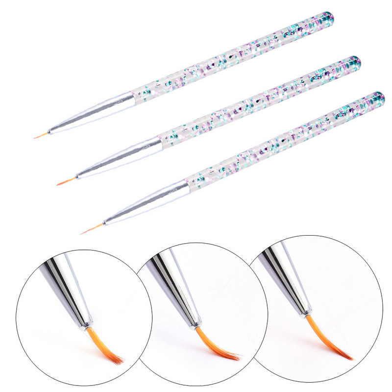 3db Nail Draw Line Pen UV Körömlakk ecset Festőeszközök