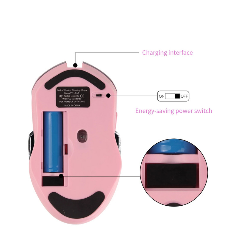 Ασύρματο ποντίκι με οπίσθιο φωτισμό ροζ gaming οπτικό επαναφορτιζόμενο εργονομικό Sailor Moon Colorful Mause Girl Women Silent Mice 3200DPI