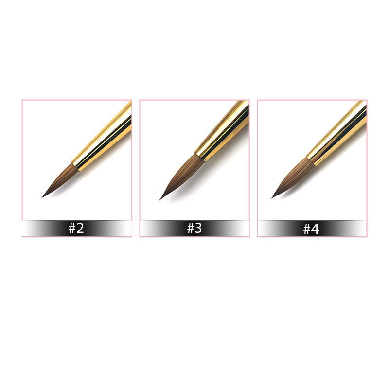 Kolinsky Akrilna četka za nokte Drvena drška Zlatna manikura u prahu Nail Gel Art kistovi za 3D dizajn noktiju