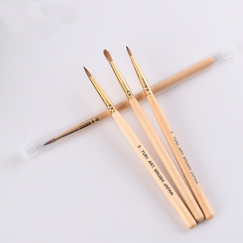 Kolinsky Akrilna četka za nokte Drvena drška Zlatna manikura u prahu Nail Gel Art kistovi za 3D dizajn noktiju