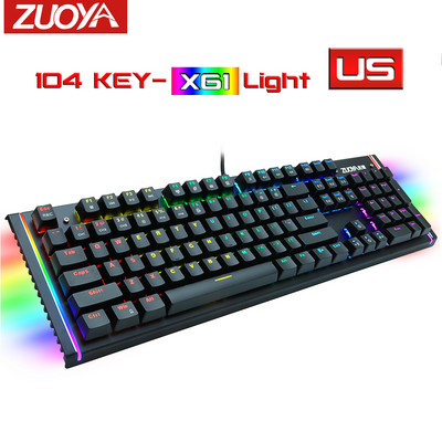 Žaidimų mechaninė klaviatūra Mėlyna raudona jungiklis USB RGB/Mix foninio apšvietimo laidinė klaviatūra 87/104 Anti-ghosting, skirta žaidimų nešiojamam kompiuteriui Rusų JAV