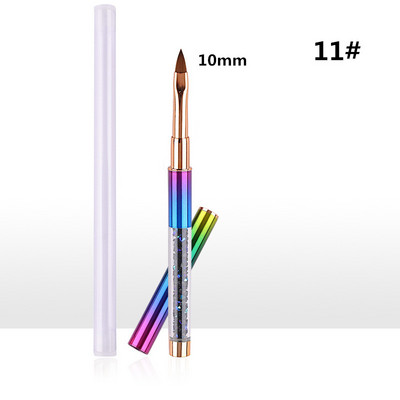 15 Style Art Nails Šepetėlio rašiklis Kalnų krištolinio akmens metalo akrilo rankenos pamušalas nukreipiantis ventiliatoriaus dizainas Krištolinė tapyba piešimo skulptūra rašiklis