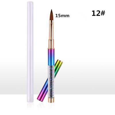 15 Style Art Nails Šepetėlio rašiklis Kalnų krištolinio akmens metalo akrilo rankenos pamušalas nukreipiantis ventiliatoriaus dizainas Krištolinė tapyba piešimo skulptūra rašiklis